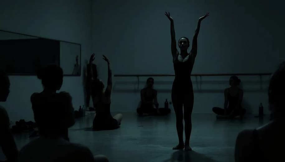 Dancers from a ballet company preparing for a performance